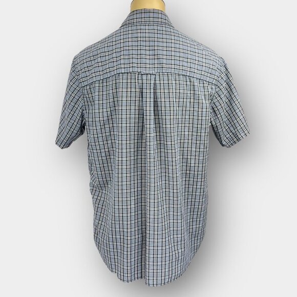 Chaps Men’s Easy‑Care Short‑Sleeve Plaid Shirt L/G (2XL Fit) Blue/Grey/White - Picture 3 of 7